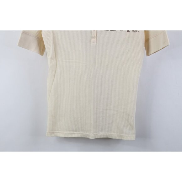 Vtg Y2K Levis Woemns Large Babydoll Cropped Thermal Waffle Knit Henley T-Shirt - Picture 3 of 14